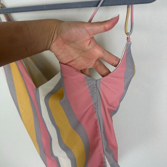 House of Harlow One Piece Swim Suit M Multicolor Stripe Boho Summer Vacation - Picture 5 of 9